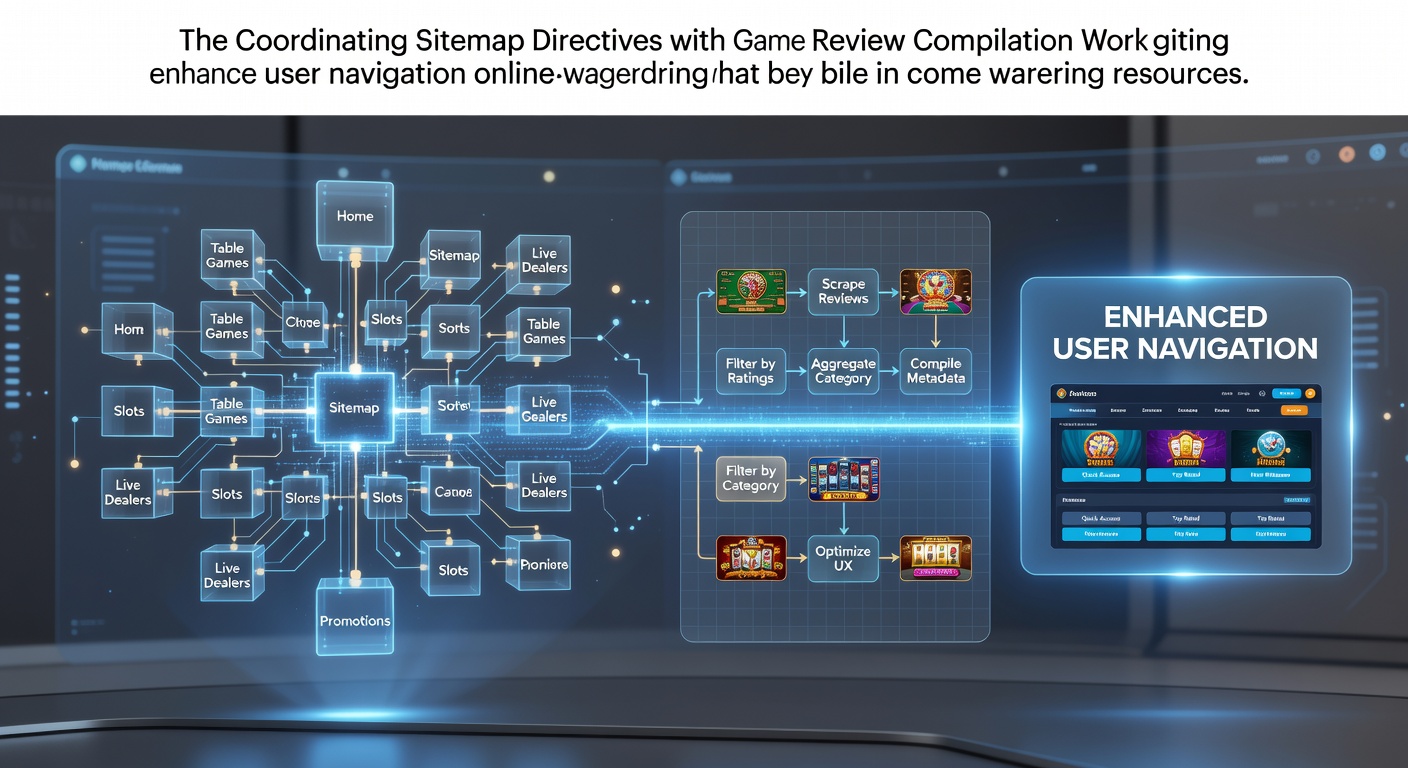 Sitemap directives integrated with game review workflows on a wagering platform dashboard showing navigation paths