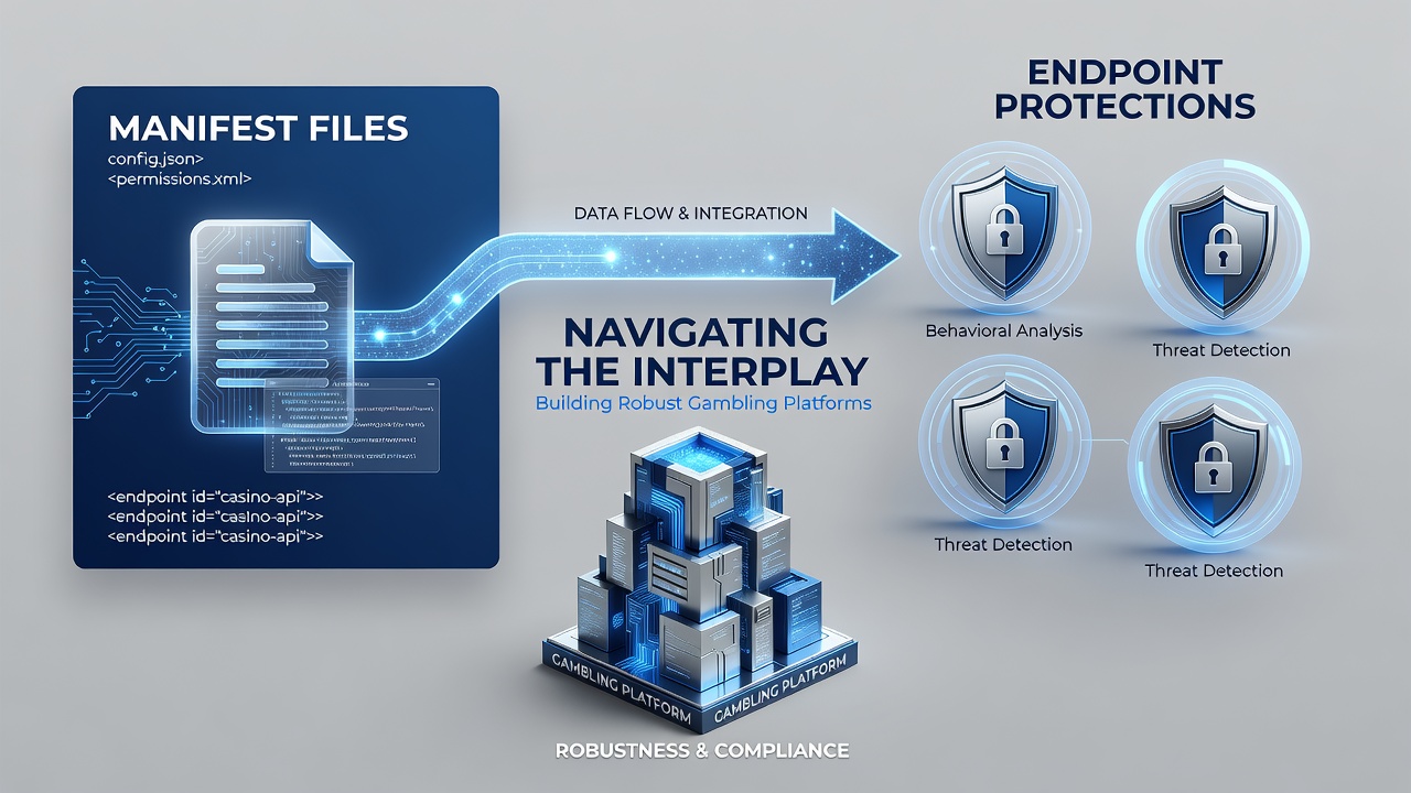 Flowchart illustrating secure data flow from manifest-declared resources through protected API endpoints in gambling websites
