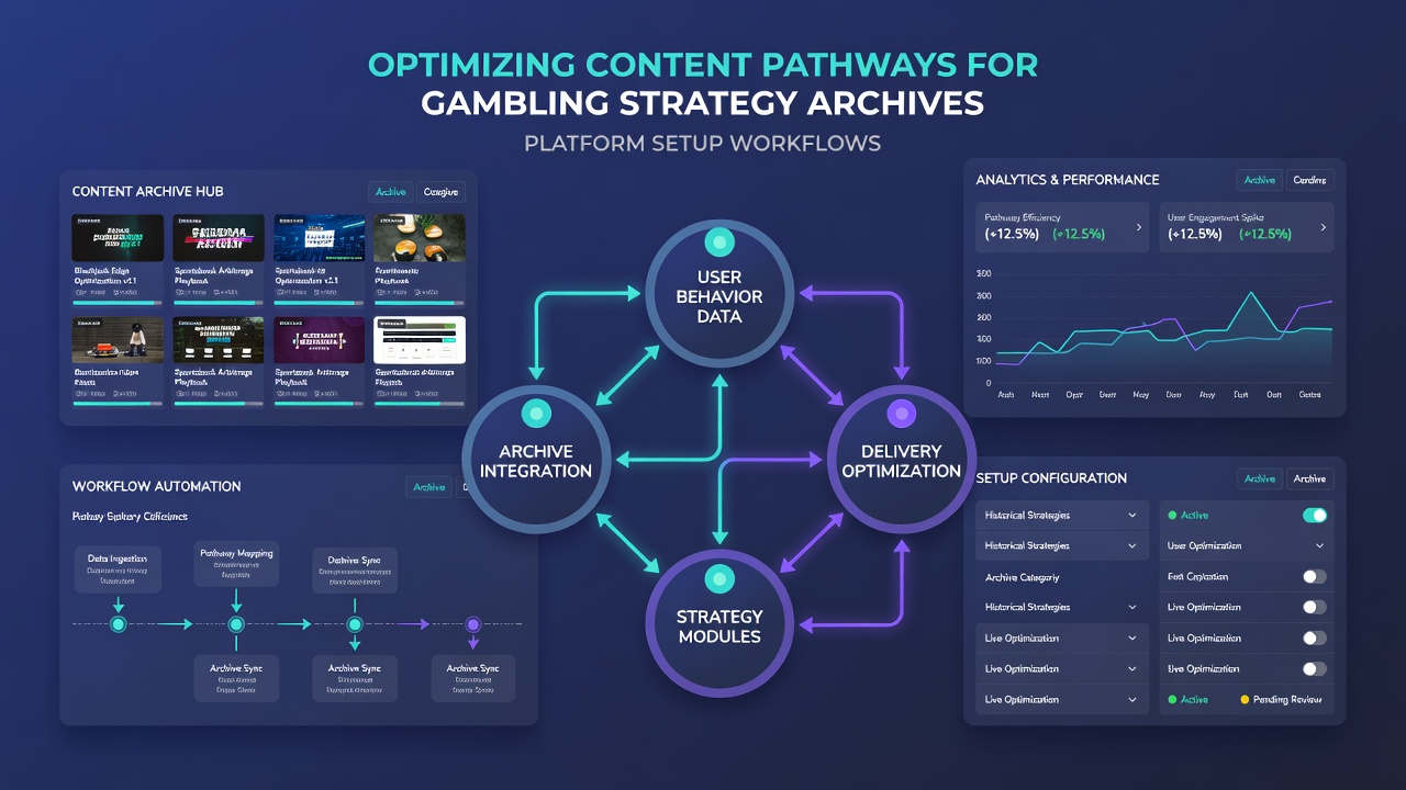 Detailed view of content pathway integration showing archive organization layers and workflow automation steps